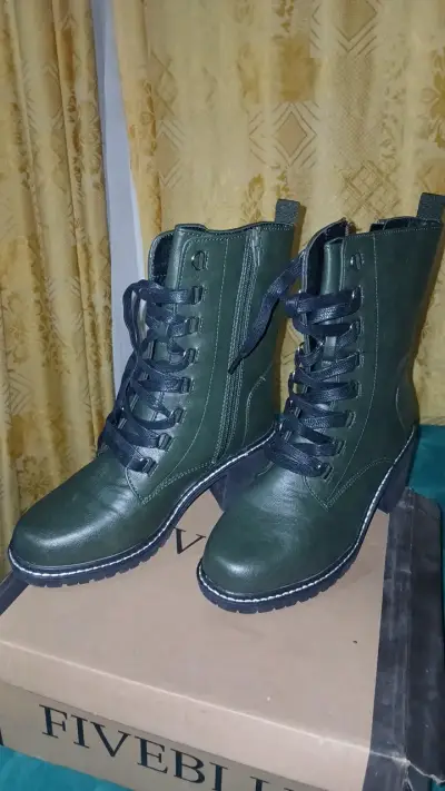 Botines verdes de cuero sintético FiveBlu - miniatura 4