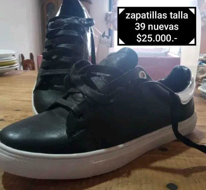 Zapatillas negras de cuero sintético talla 39 nuevas - 3