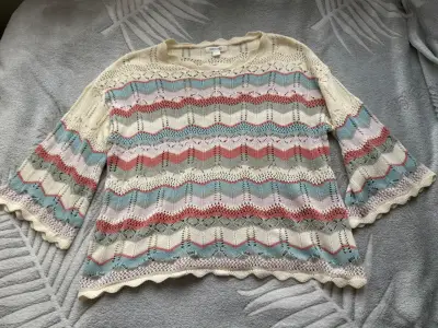 Suéter de punto multicolor con diseño zigzag - miniatura 1