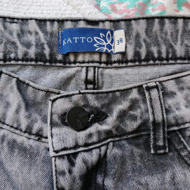 Jeans anchos grises desgastados para mujer - 3