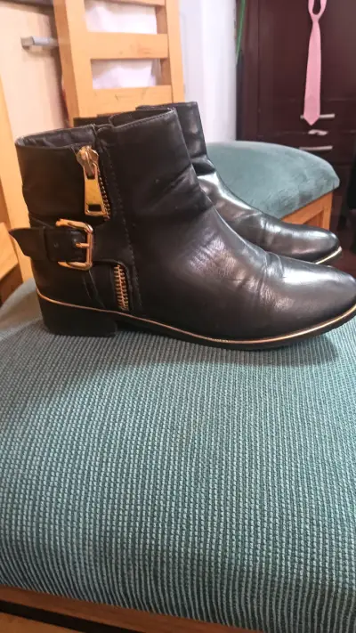 Botas altas de mujer color marrón con hebillas - miniatura 5