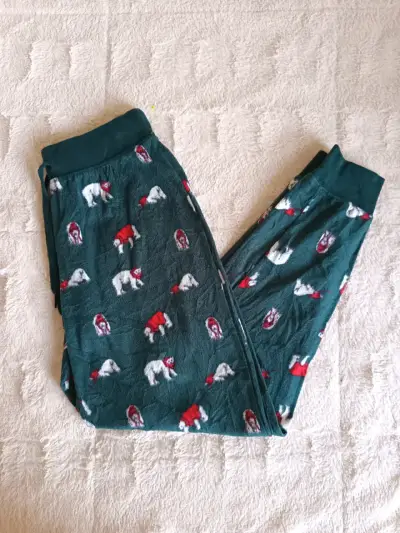 Pantalón pijama polar verde con estampado de osos - miniatura 1