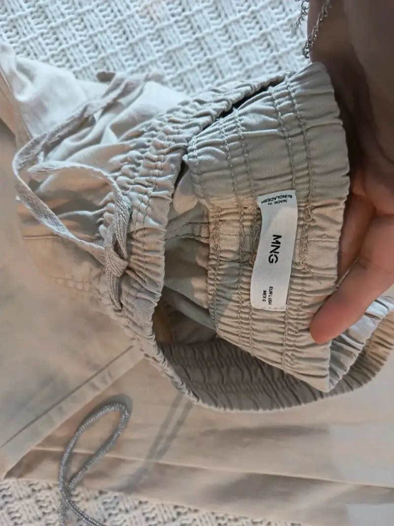 Pantalones beige de algodón para mujer - 2