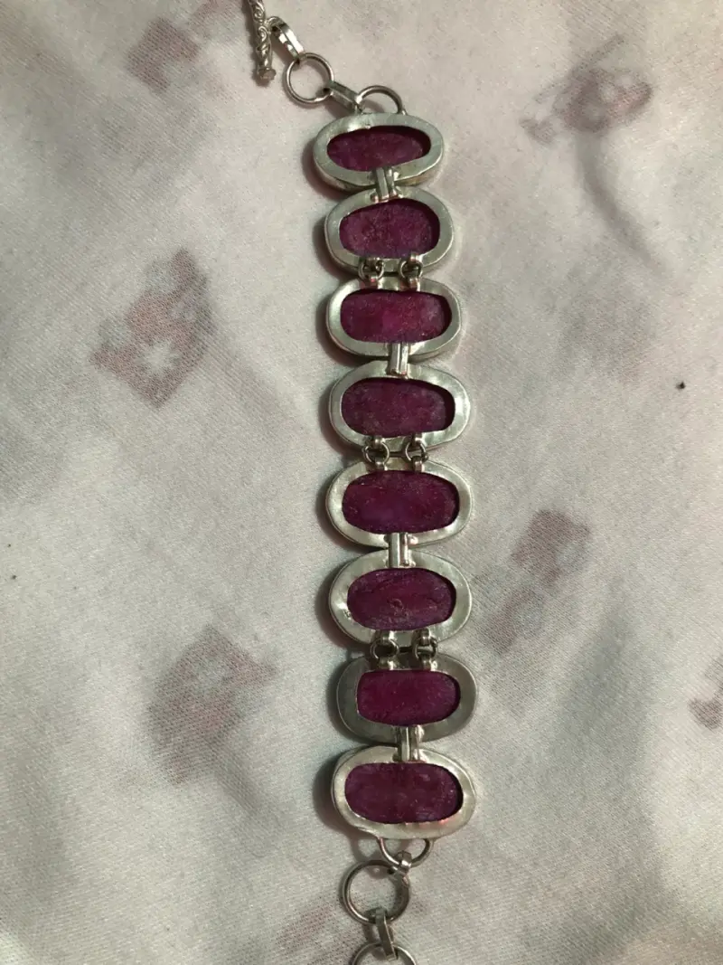 Pulsera de rubies con engaste en plata - 2