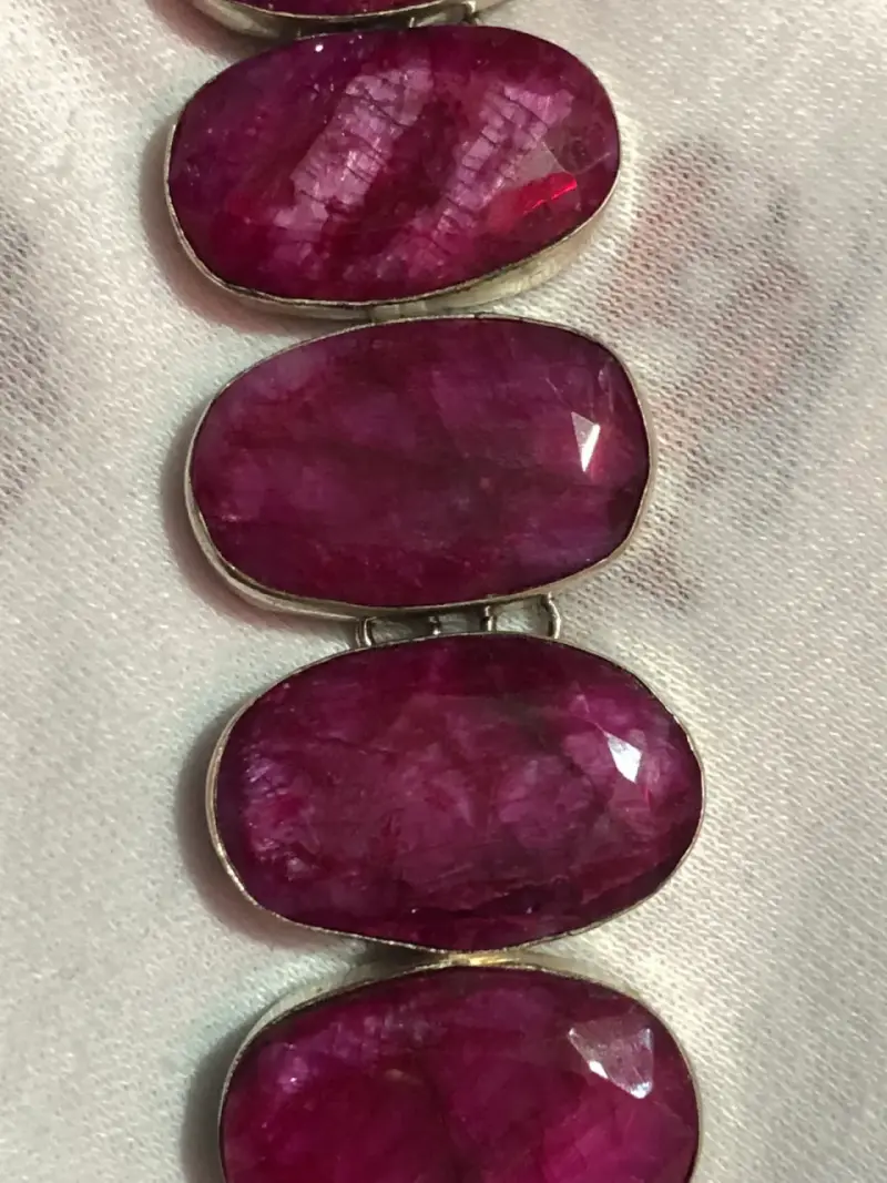 Pulsera de rubies con engaste en plata - 3