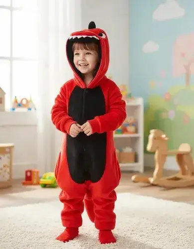 Disfraz de dinosaurio rojo para niño - miniatura 1