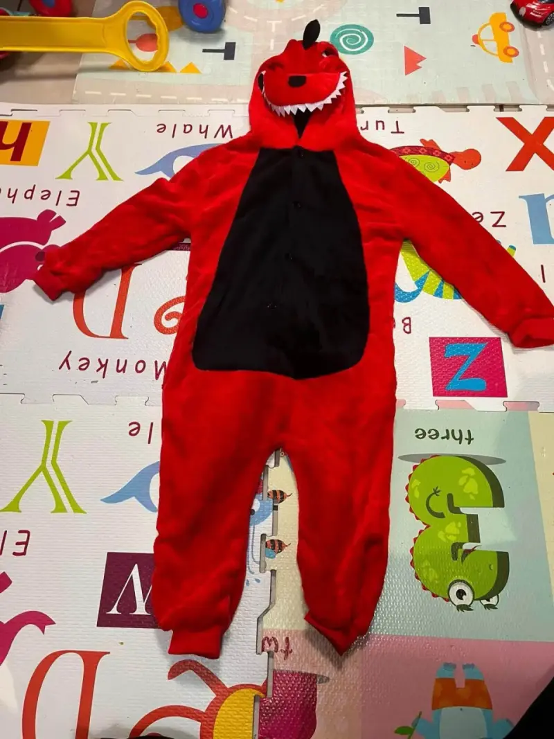 Disfraz de dinosaurio rojo para niño - 2