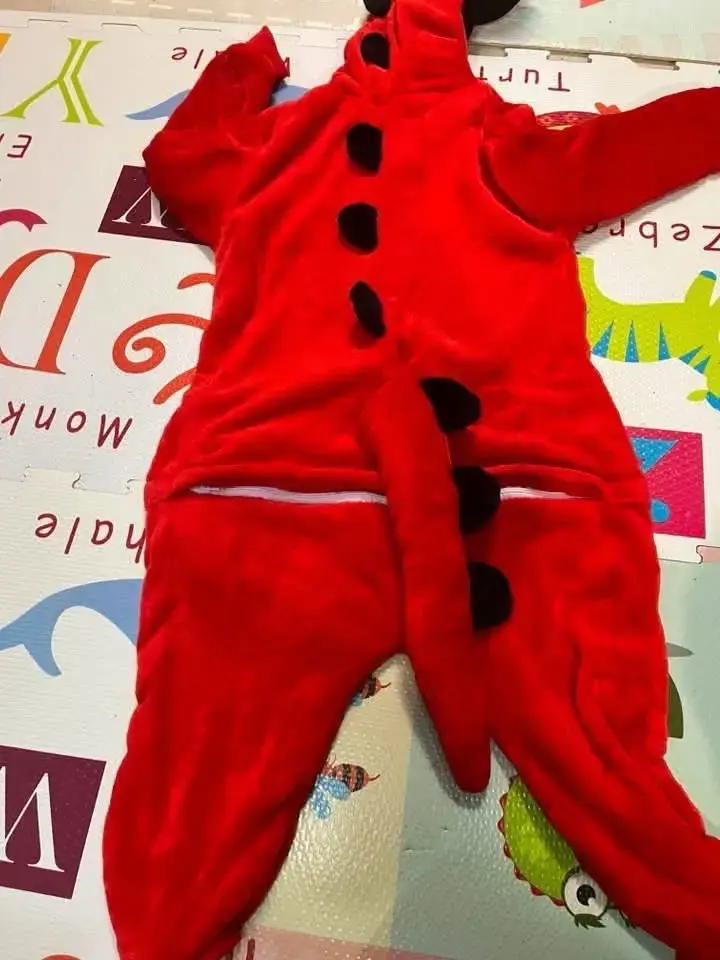 Disfraz de dinosaurio rojo para niño - 3