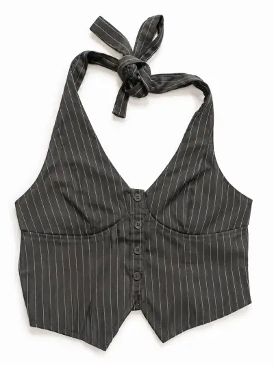 Top halter rayado negro Shein - miniatura 1