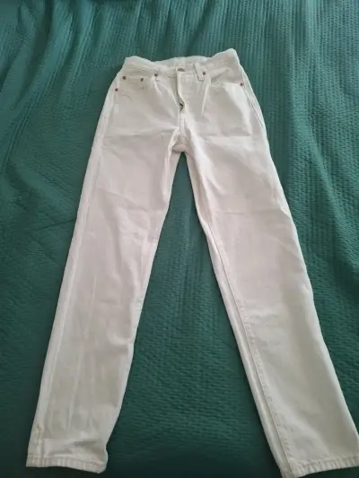 Jeans blancos levis 501 de mezclilla para mujer - miniatura 1