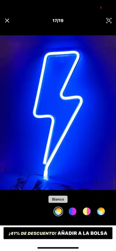 Lámpara de neón rayo azul decorativa - miniatura 1