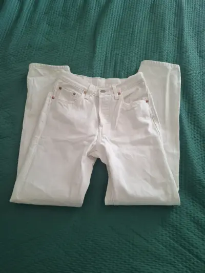 Jeans blancos levis 501 de mezclilla para mujer - miniatura 2