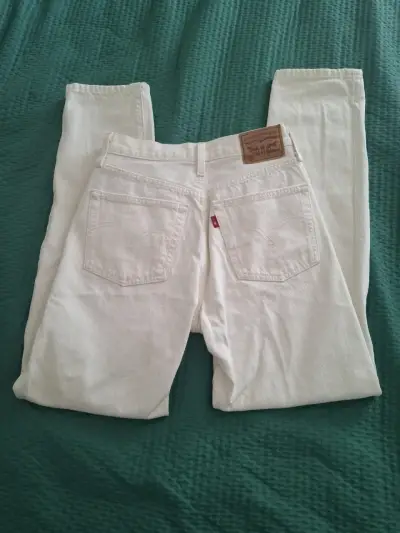 Jeans blancos levis 501 de mezclilla para mujer - miniatura 3