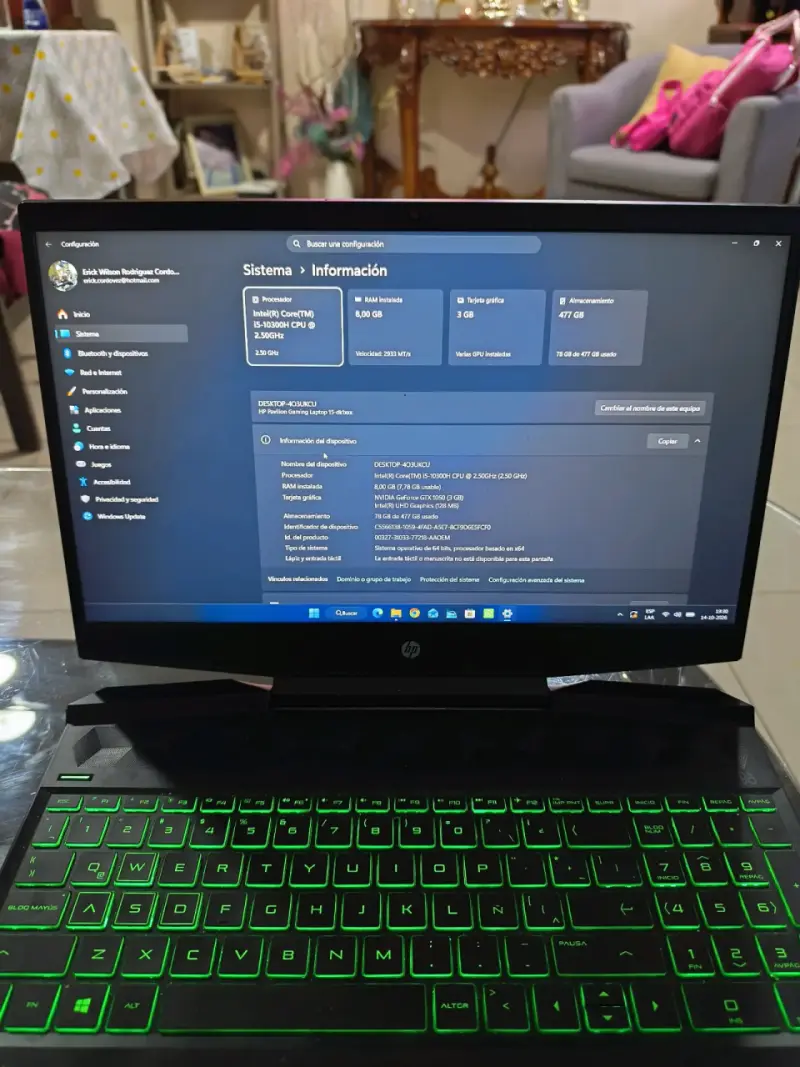 Laptop HP Pavilion Gaming con teclado retroiluminado - 2