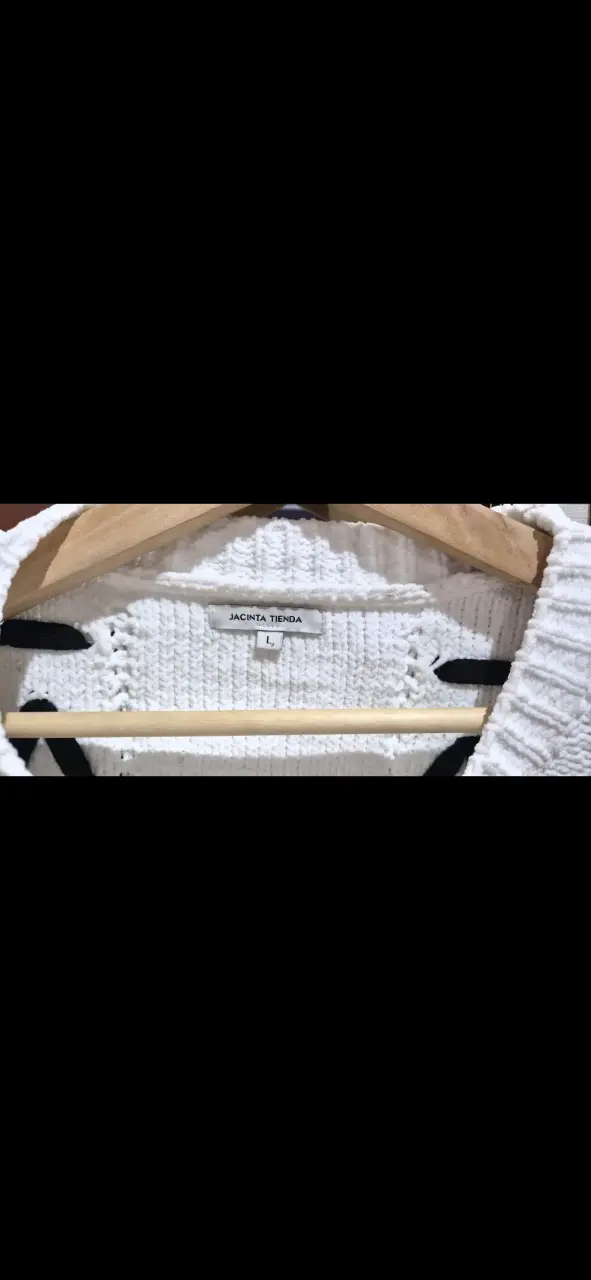 Suéter blanco detalles negros Jacinta Tienda L - 4