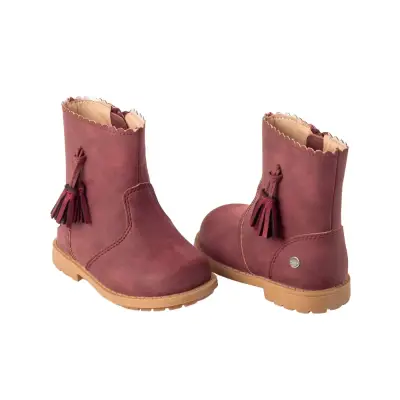 Botín Niña Burdeo Con Pompones Opaline Talla 21 - miniatura 2