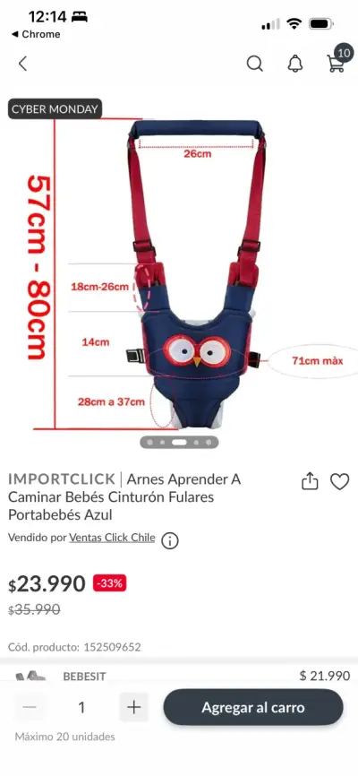 Arnés para aprender a caminar bebés azul - miniatura 1