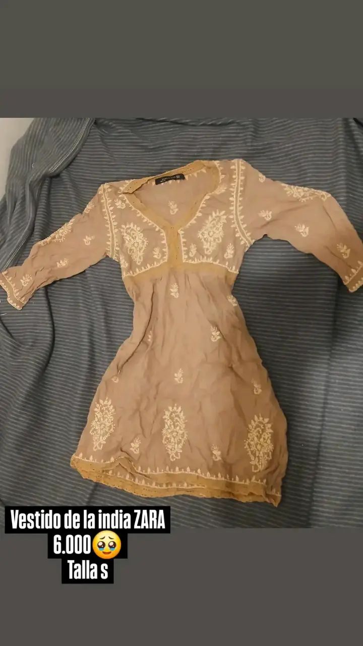 Vestido bohemio beige de la India Zara