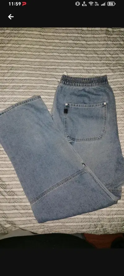 Jeans de mezclilla azul con cintura elástica - miniatura 1