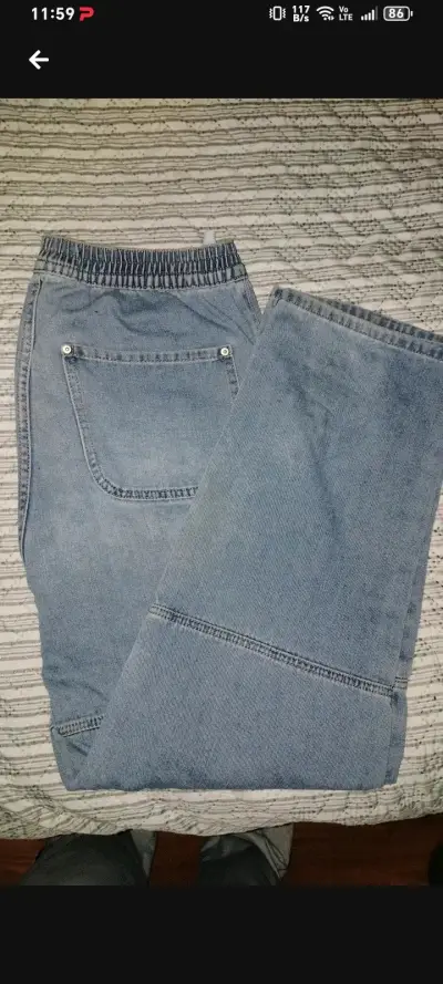 Jeans de mezclilla azul con cintura elástica - miniatura 2