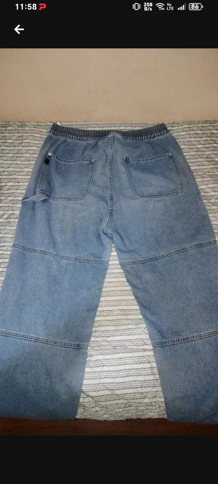 Jeans de mezclilla azul con cintura elástica - 4