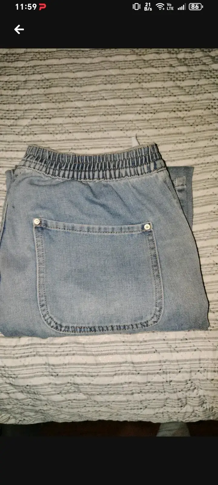 Jeans de mezclilla azul con cintura elástica - 6
