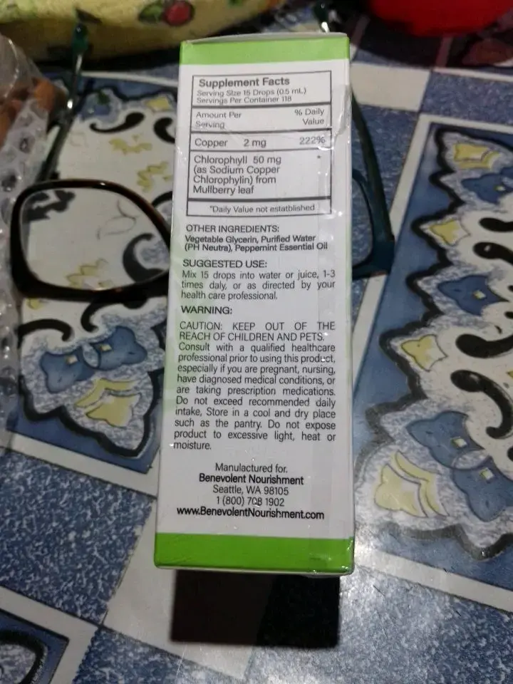 Suplemento de Clorofila Líquida Benevolent 59ml - 2