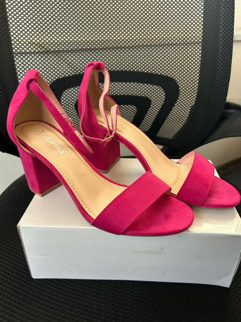 Sandalias de tacón alto fucsia para mujer 37 - 2