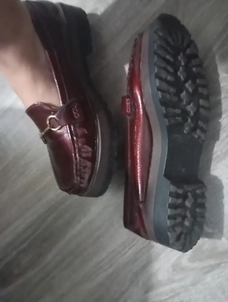 Mocasines de cuero burdeos para mujer - 2