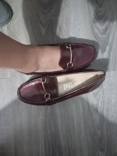 Mocasines de cuero burdeos para mujer - miniatura 3