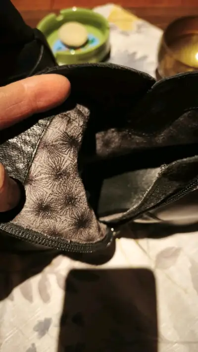 Botines de cuero negro con tacón para mujer - miniatura 2