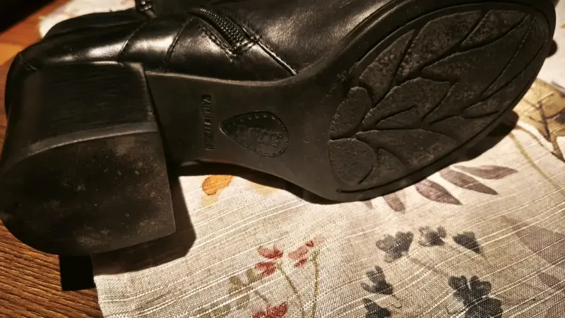 Botines de cuero negro con tacón para mujer - 5