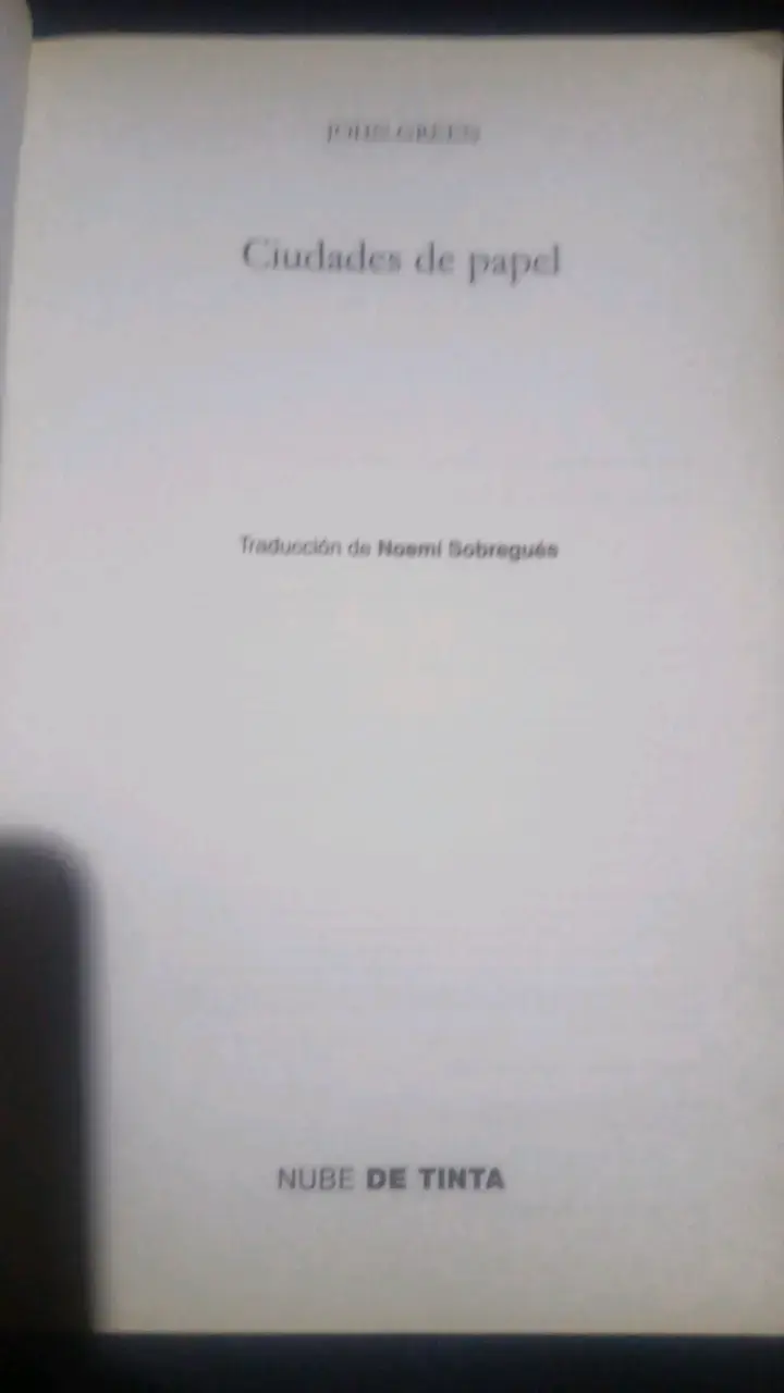 Libro 'Ciudades de Papel' de John Green - 2