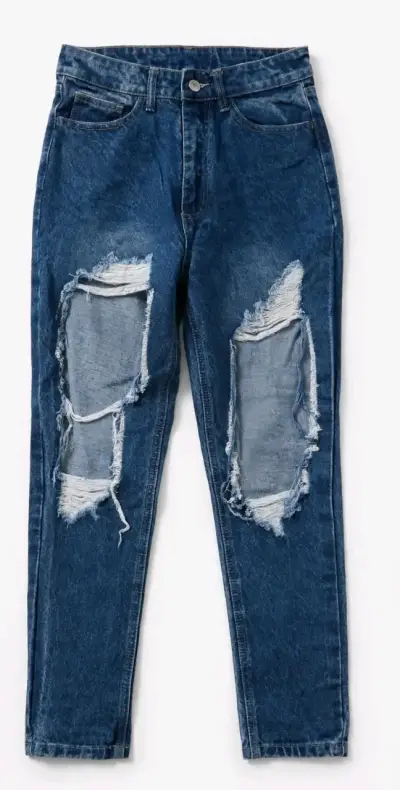 Jeans de mezclilla rasgados para mujer - miniatura 1
