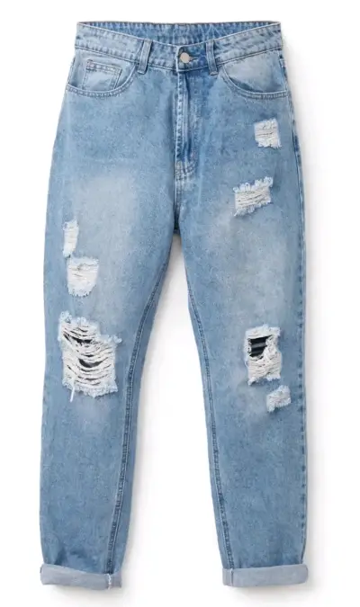 Jeans de mezclilla rasgados para mujer - miniatura 3