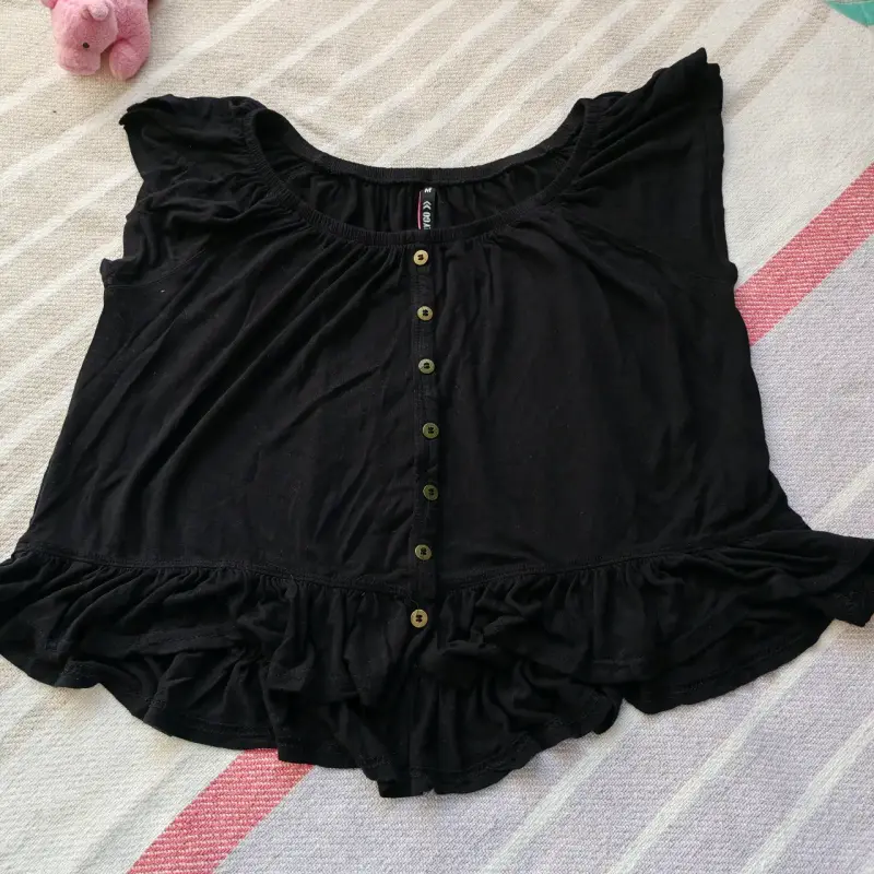 Blusa negra con botones Rolly Go - 1