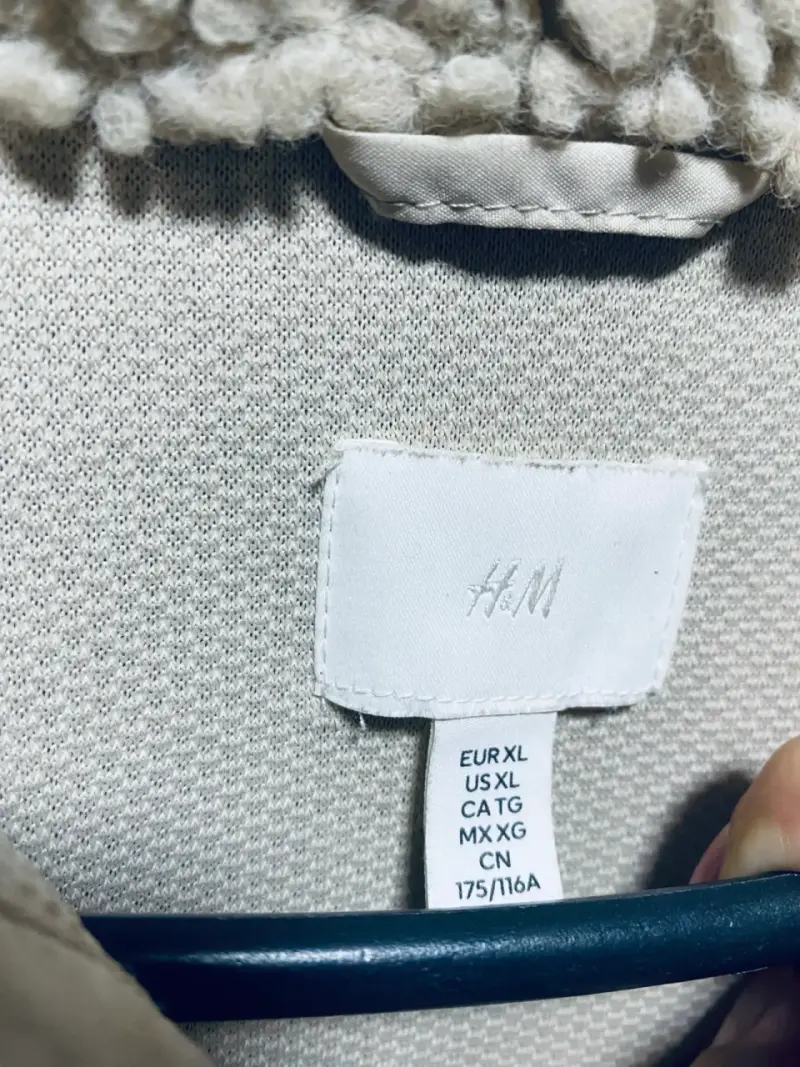 Chaqueta de lana sintética beige H&M talla XL - 3