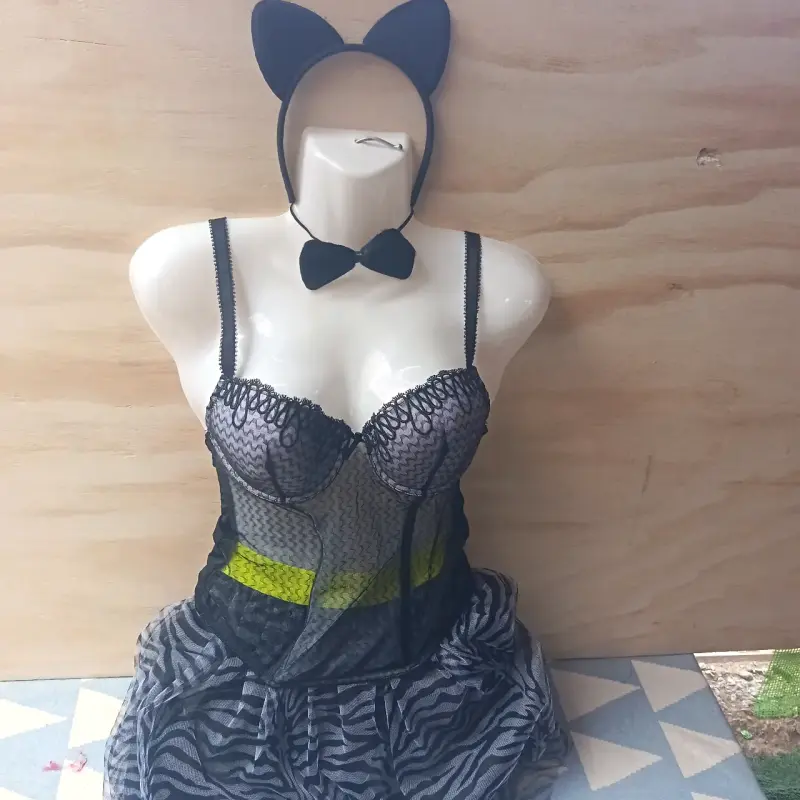 Disfraz de gato sexy para mujer con orejas y moño