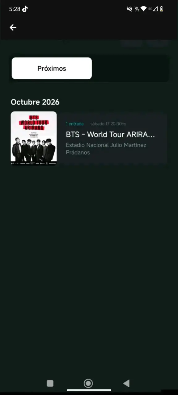 Entrada BTS World Tour 2026 en Santiago