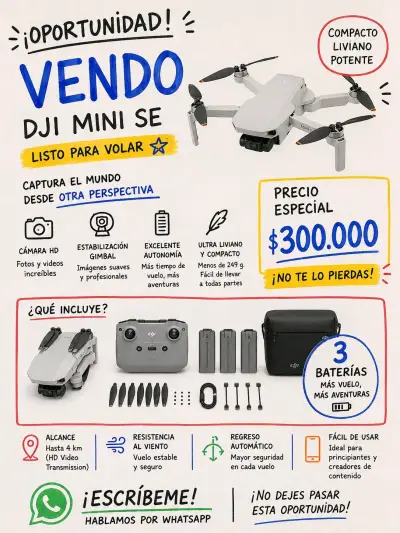 Drone DJI Mini SE con 3 baterías y estuche. - miniatura 1