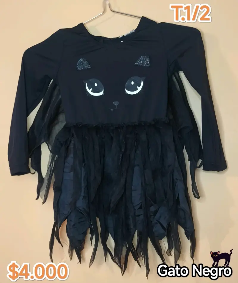Disfraz de gato negro para niña T.1/2